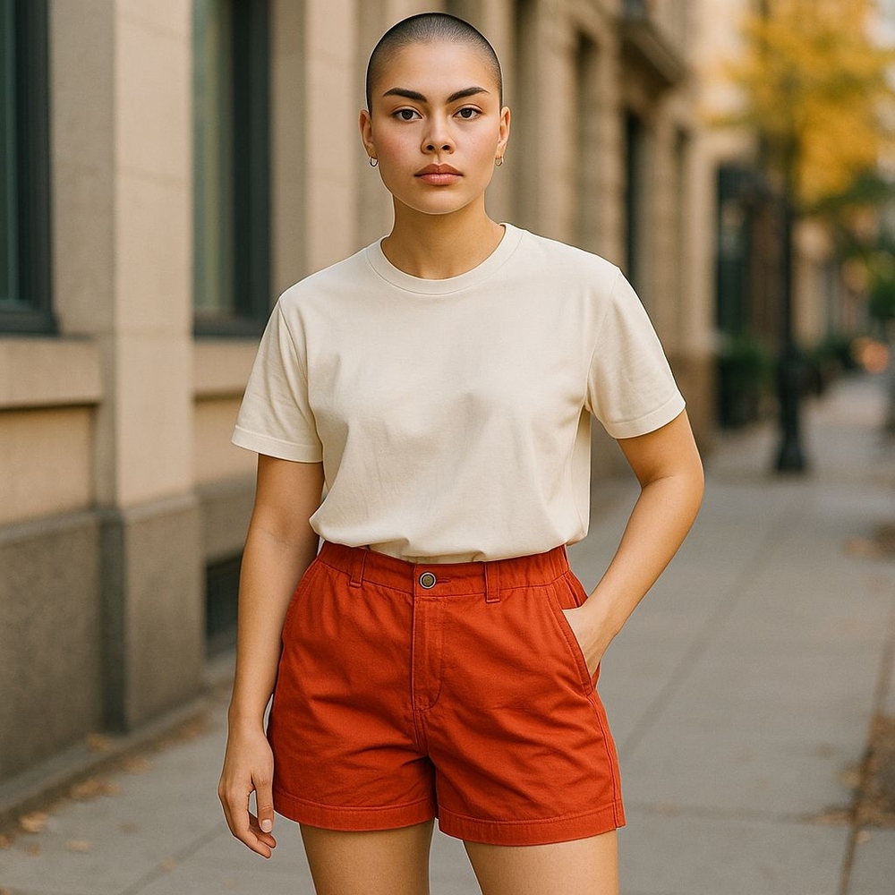 GAP Cream and Red High Waist Shorts Tailored Fit